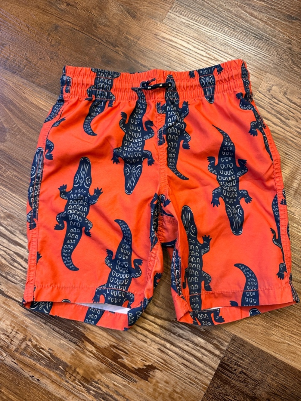 Old Navy Orange Swim Trunks with Navy Alligator Print
